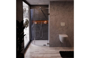 Auvellis RefleXion quadrant shower tray in a bathroom