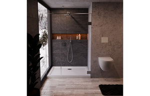 Auvellis RefleXion rectangular shower tray in a bathroom