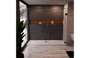 Auvellis RefleXion rectangular shower tray in a bathroom