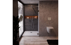 Auvellis RefleXion Low Profile Square Shower Tray – White – room setting