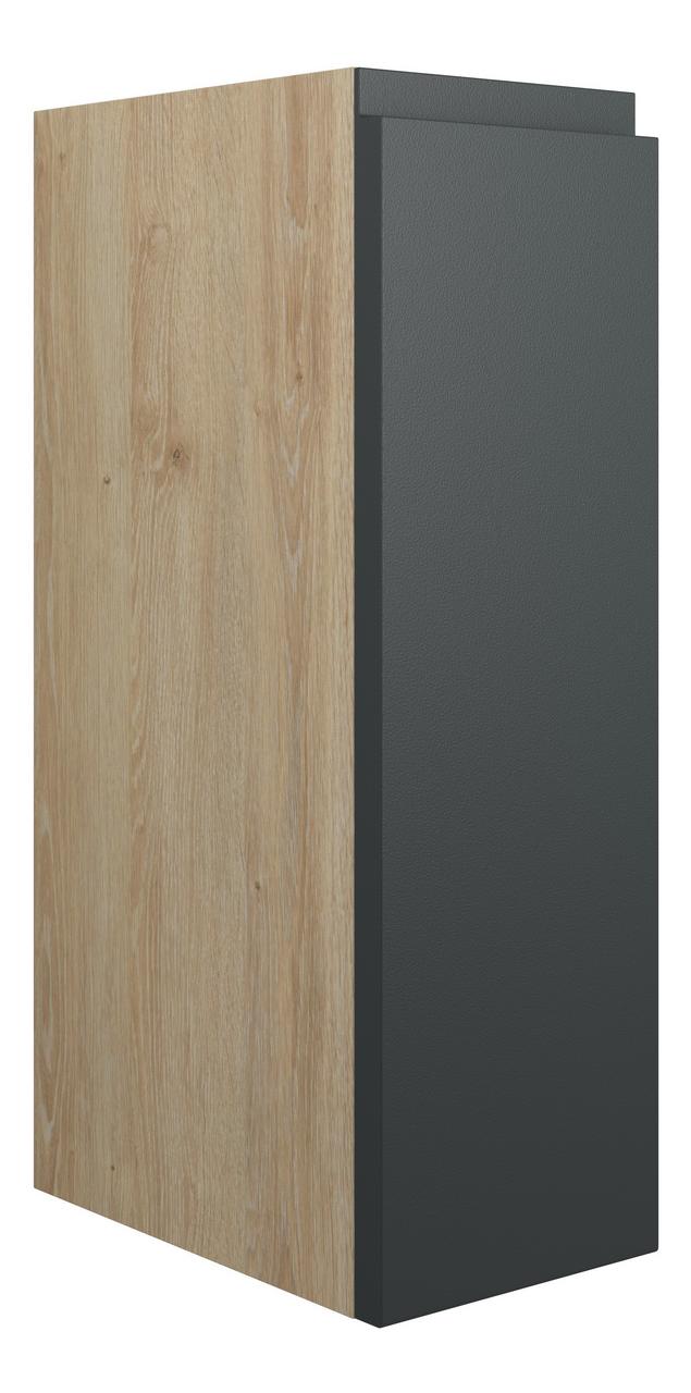 Auvellis Cara 200mm Standard Toilet Roll Unit – Matt Graphite Grey | Cabinet Colour: Oak