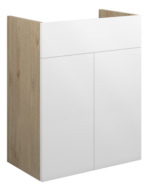 Auvellis Linaro 500mm Standard Basin Unit – White Gloss | Cabinet Colour: Oak