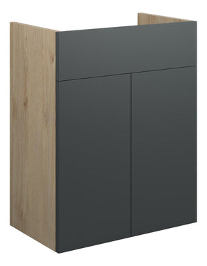 Auvellis Linaro 500mm Standard Basin Unit – Matt Graphite Grey | Cabinet Colour: Oak
