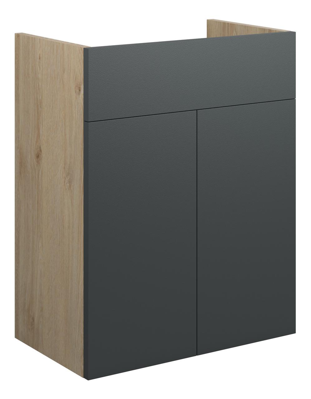 Auvellis Linaro 500mm Standard Basin Unit – Matt Graphite Grey | Cabinet Colour: Oak