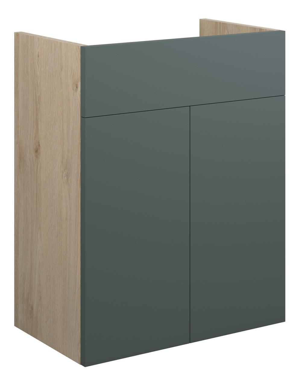 Auvellis Linaro 500mm Standard Basin Unit – Matt Green | Cabinet Colour: Oak