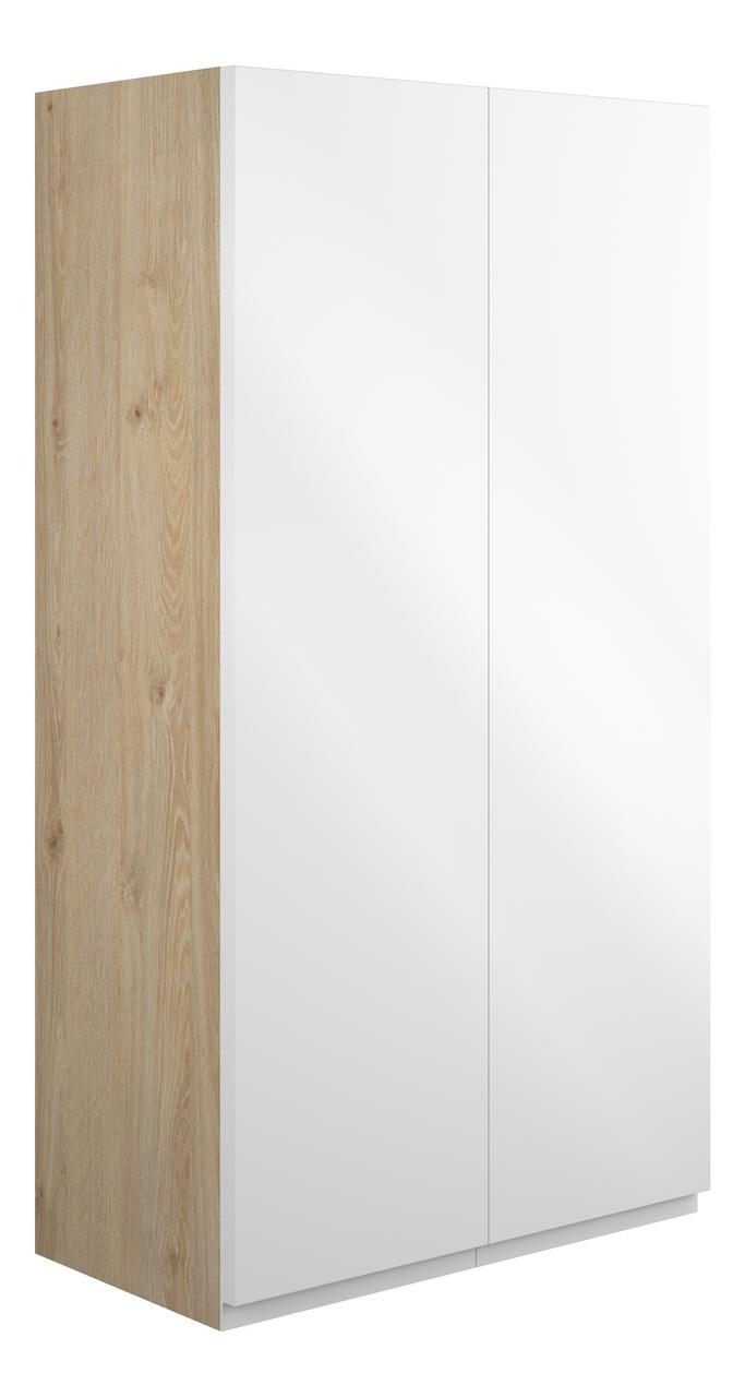 Auvellis Cara 600mm Standard 2 Door Storage Unit – White Gloss | Cabinet Colour: Oak