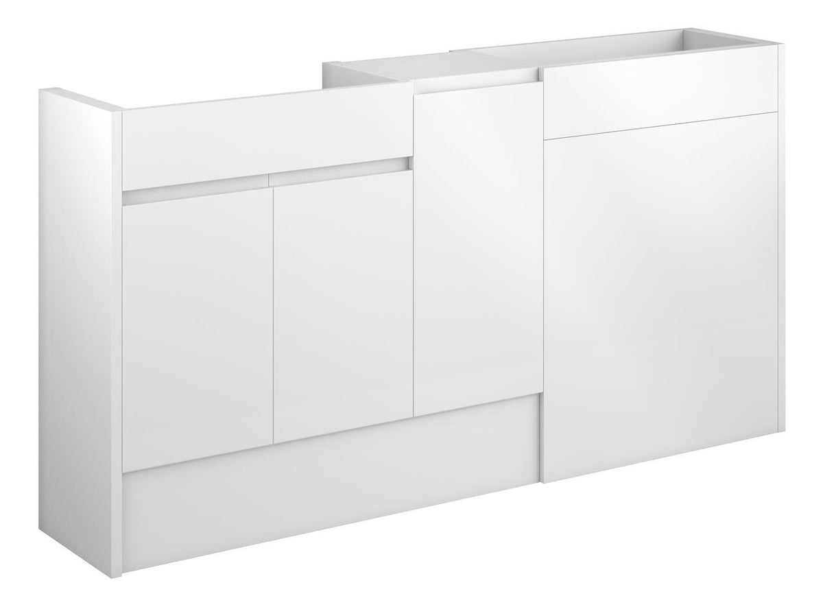 Auvellis Cara 1536mm Standard Basin, WC & 1 Door Unit Pack – White Gloss | Cabinet Colour: Oak