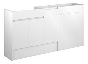 Auvellis Cara 1536mm Standard Basin, WC & 1 Door Unit Pack – White Gloss | Cabinet Colour: Oak