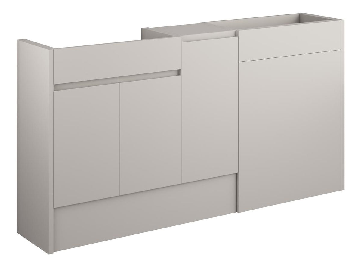 Auvellis Cara 1536mm Standard Basin, WC & 1 Door Unit Pack – Matt Dove Grey | Cabinet Colour: Oak