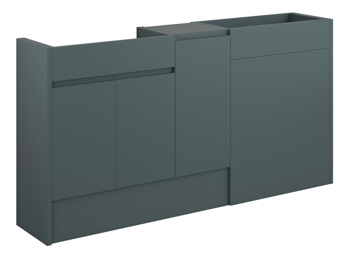 Auvellis Cara 1536mm Standard Basin, WC & 1 Door Unit Pack – Matt Green Camo | Cabinet Colour: Oak