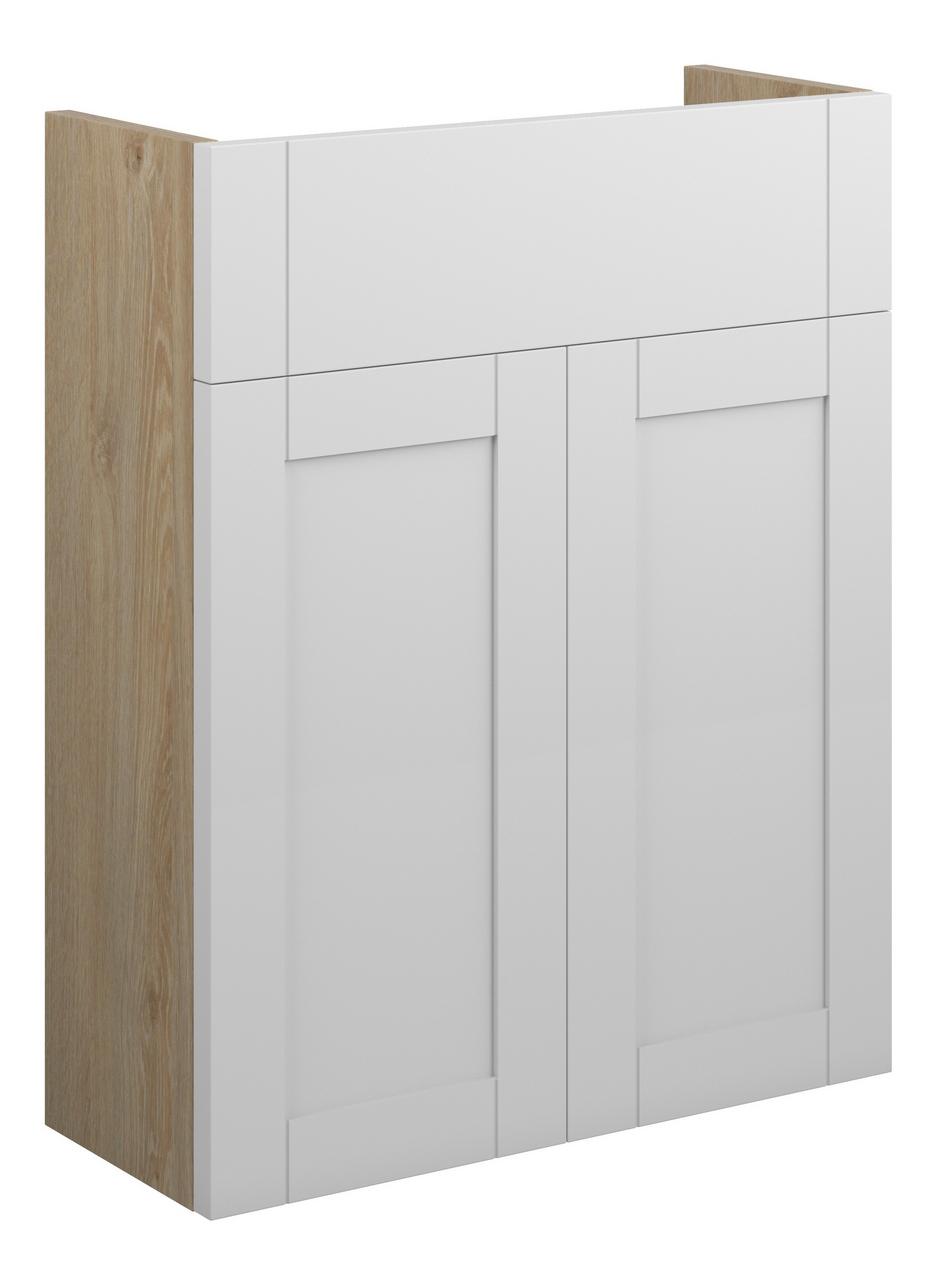 Auvellis Forma 500mm Slim Basin Unit – Matt White | Cabinet Colour: Oak
