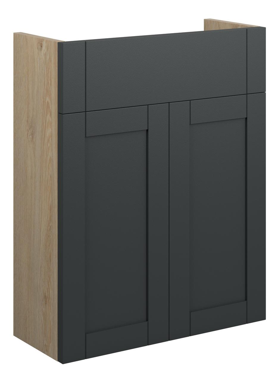 Auvellis Forma 500mm Slim Basin Unit – Matt Graphite Grey | Cabinet Colour: Oak