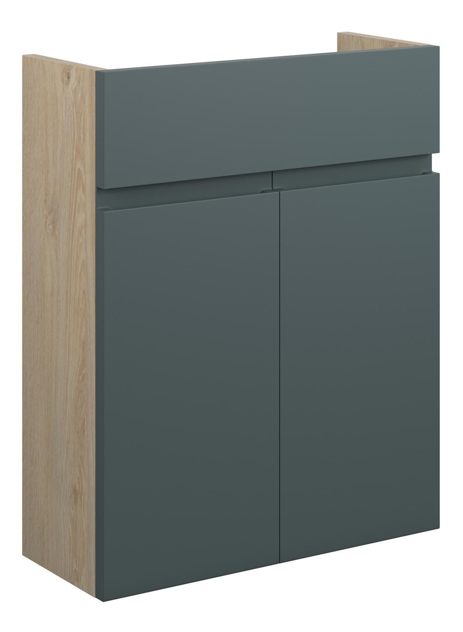 Auvellis Cara 500mm Slim Basin Unit – Matt Green Camo | Cabinet Colour: Oak
