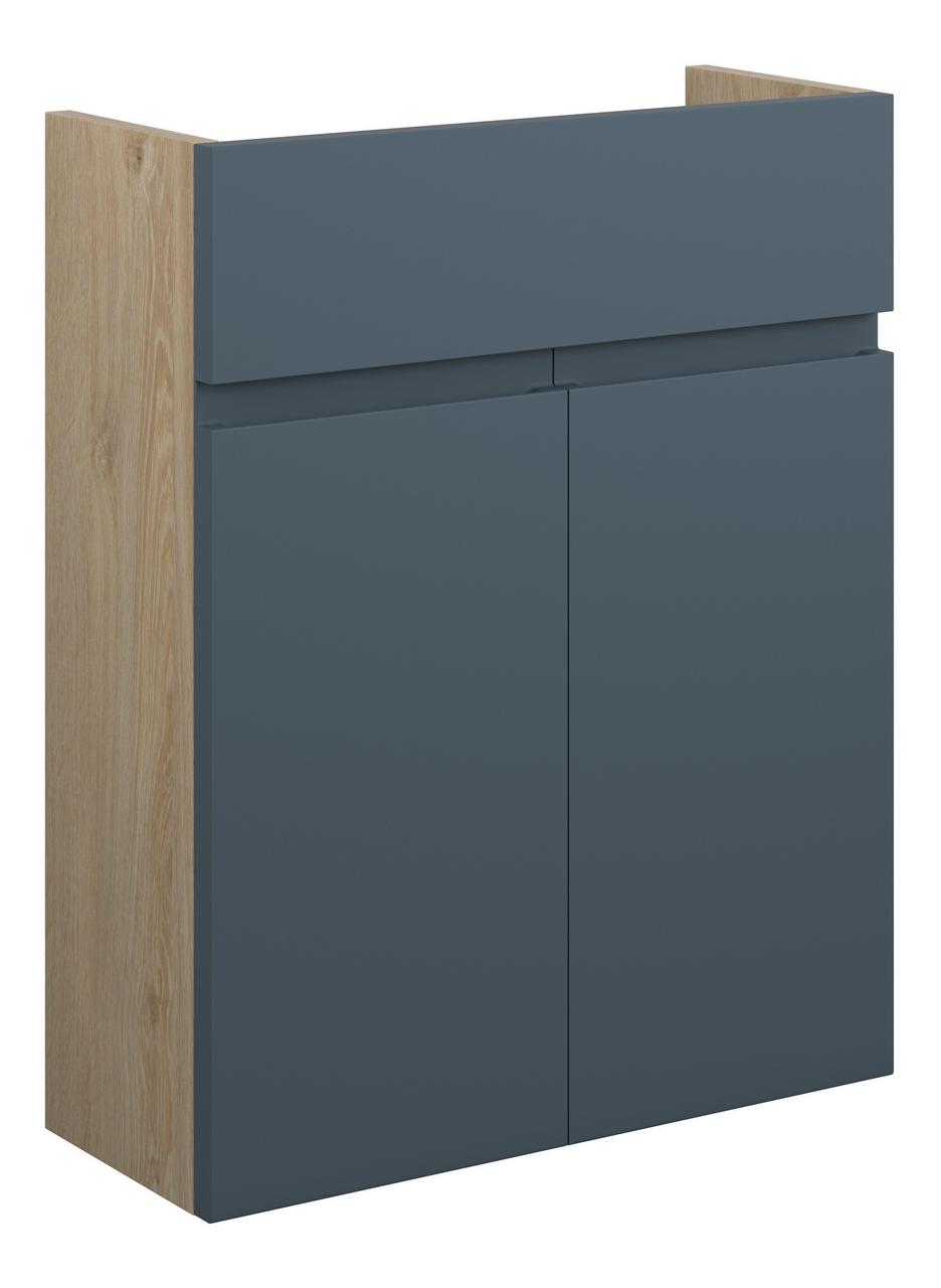 Auvellis Cara 500mm Slim Basin Unit – Matt Arley Blue | Cabinet Colour: Oak