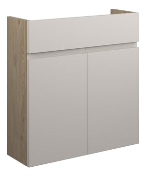 Auvellis Cara 600mm Slim Basin Unit – Matt Dove Grey | Cabinet Colour: Oak
