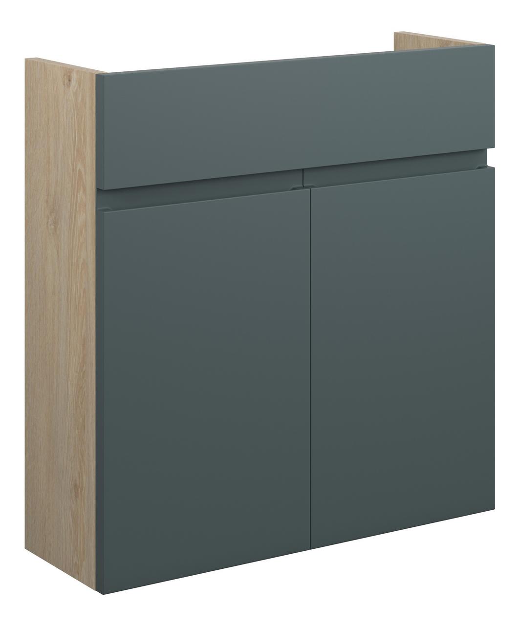 Auvellis Cara 600mm Slim Basin Unit – Matt Green Camo | Cabinet Colour: Oak