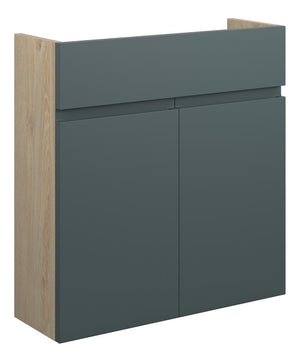 Auvellis Cara 600mm Slim Basin Unit – Matt Green Camo | Cabinet Colour: Oak