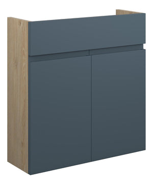 Auvellis Cara 600mm Slim Basin Unit – Matt Arley Blue | Cabinet Colour: Oak
