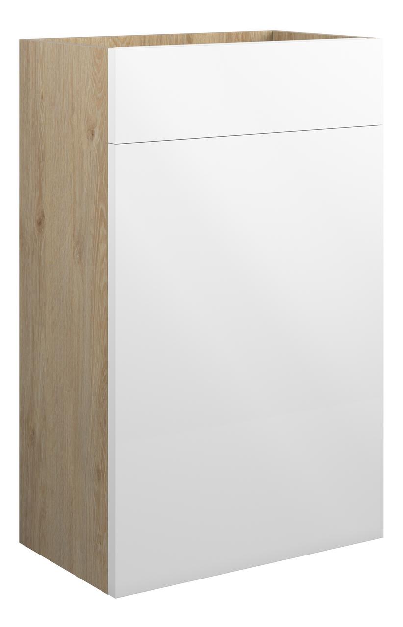 Auvellis Cara 500mm Standard WC Unit – White Gloss | Cabinet Colour: Oak