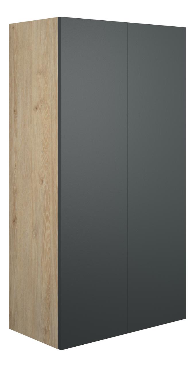 Auvellis Linaro 600mm Standard 2 Door Storage Unit – Matt Graphite Grey | Cabinet Colour: Oak