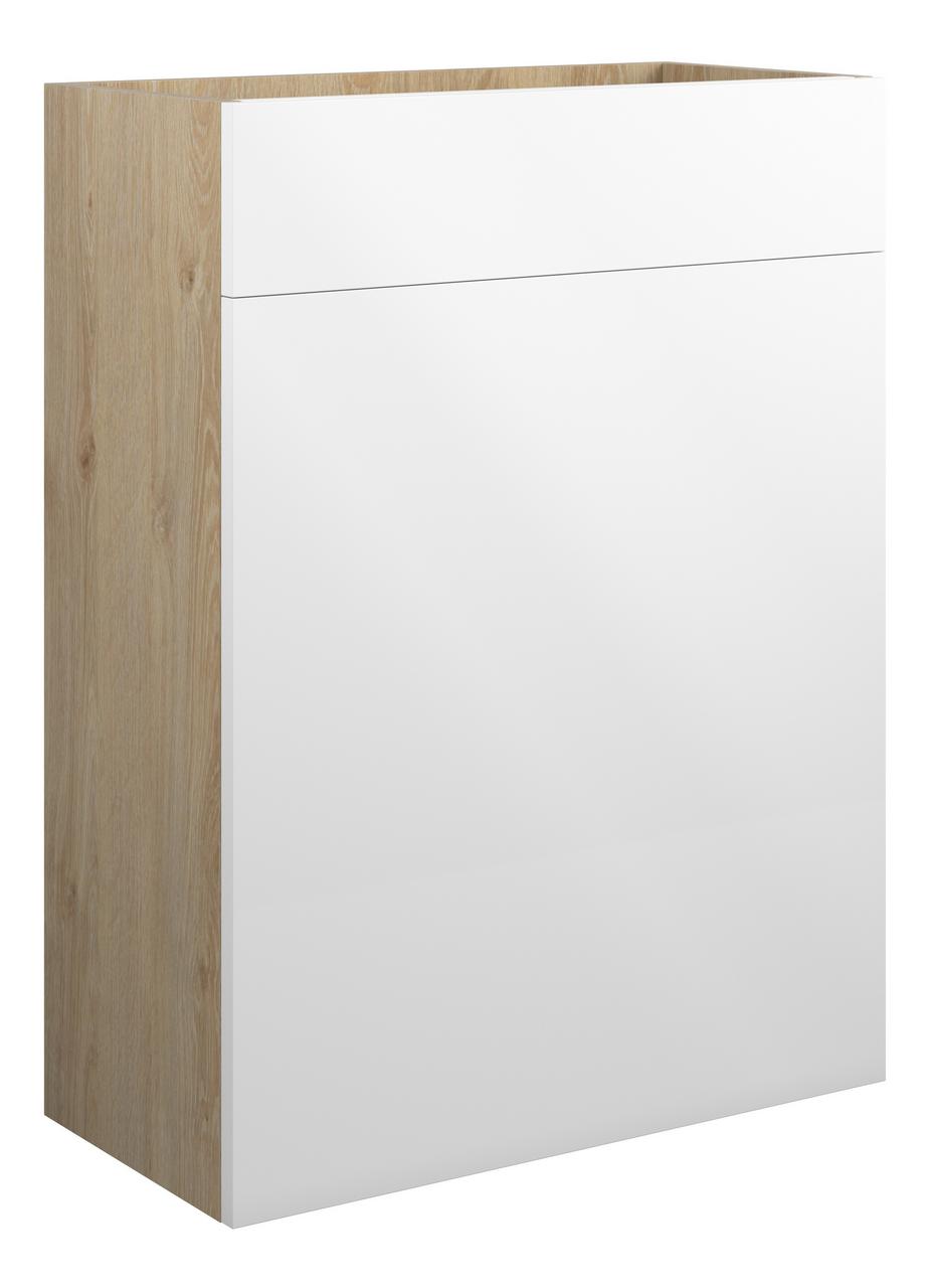 Auvellis Edin 600mm Standard WC Unit – White Gloss | Cabinet Colour: Oak