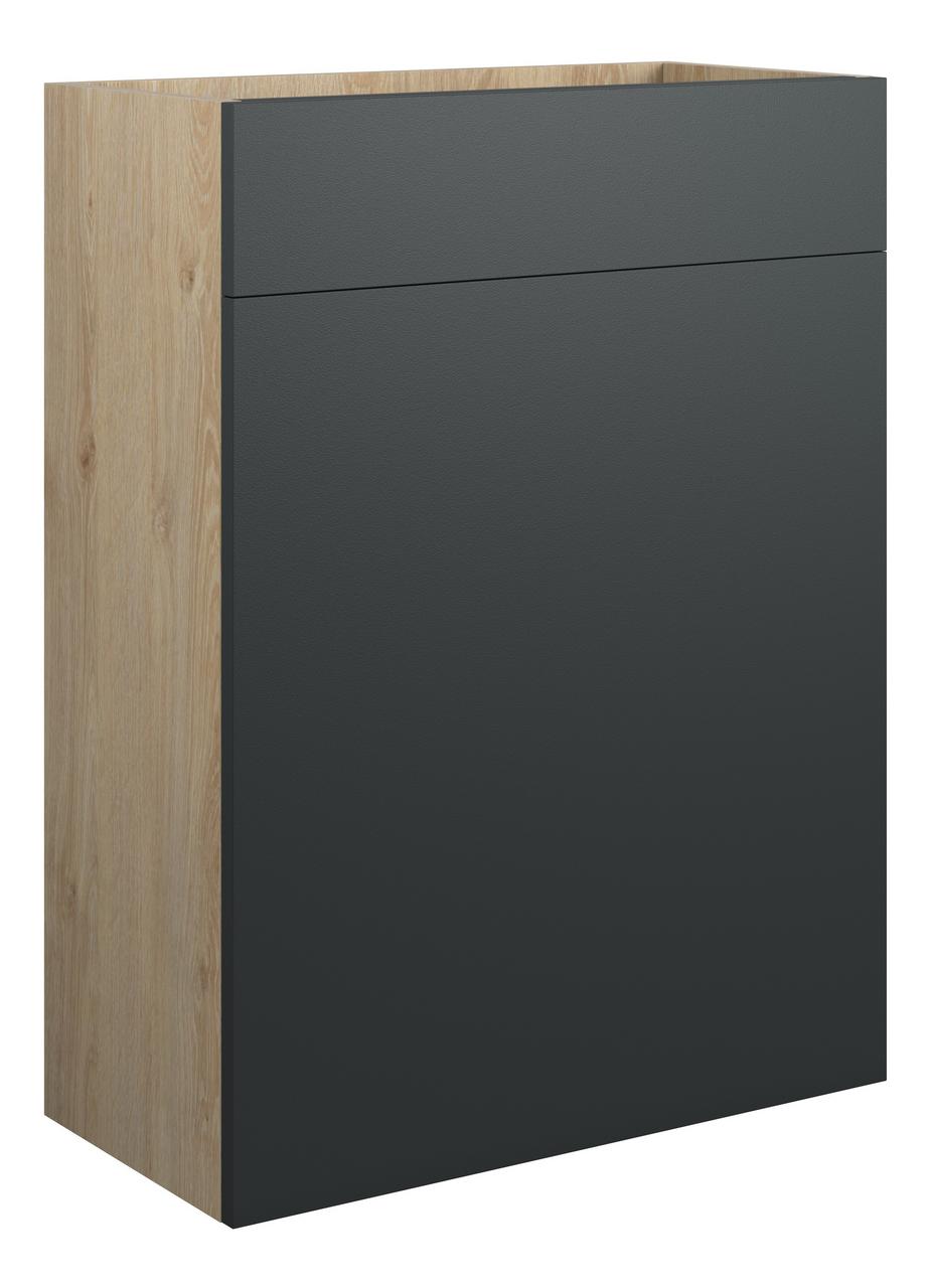 Auvellis Edin 600mm Standard WC Unit – Matt Graphite Grey | Cabinet Colour: Oak