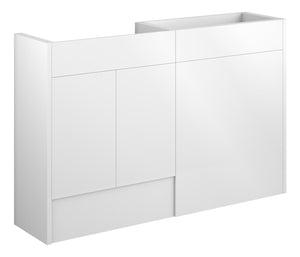 Auvellis Linaro 1236mm Standard Basin & WC Unit Pack – White Gloss | Cabinet Colour: Oak