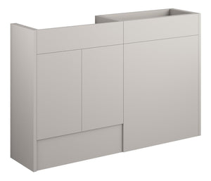 Auvellis Linaro 1236mm Standard Basin & WC Unit Pack – Matt Dove Grey | Cabinet Colour: Oak