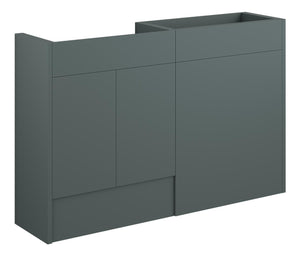 Auvellis Linaro 1236mm Standard Basin & WC Unit Pack – Matt Green | Cabinet Colour: Grey