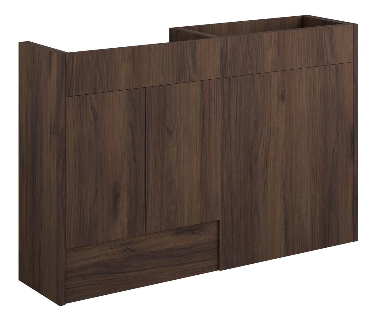 Auvellis Linaro 1236mm Standard Basin & WC Unit Pack – Warm Walnut | Cabinet Colour: Grey