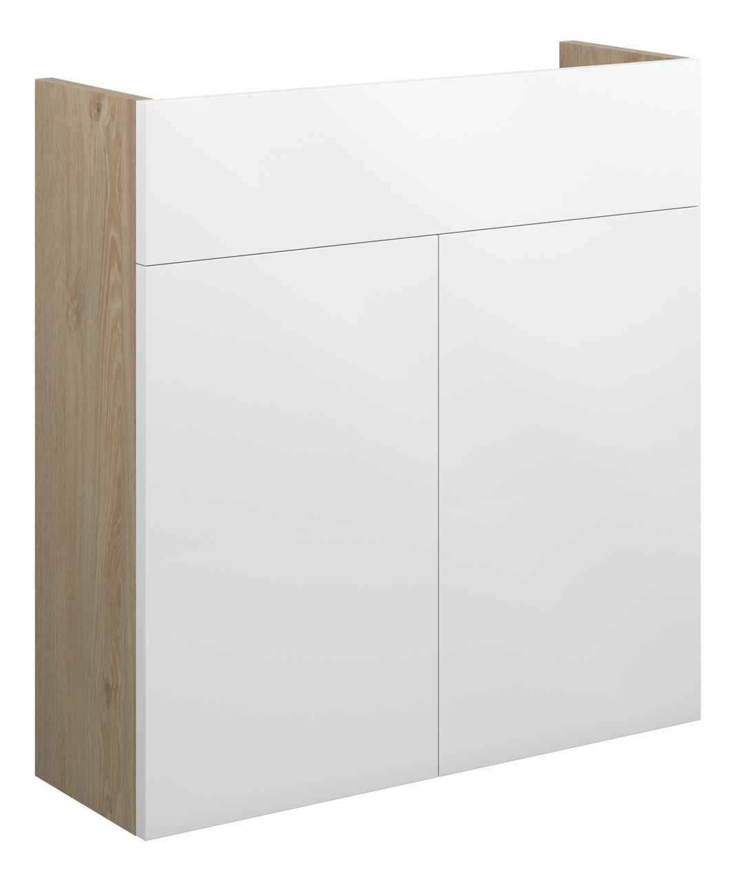 Auvellis Linaro 600mm Slim Basin Unit – White Gloss | Cabinet Colour: Oak