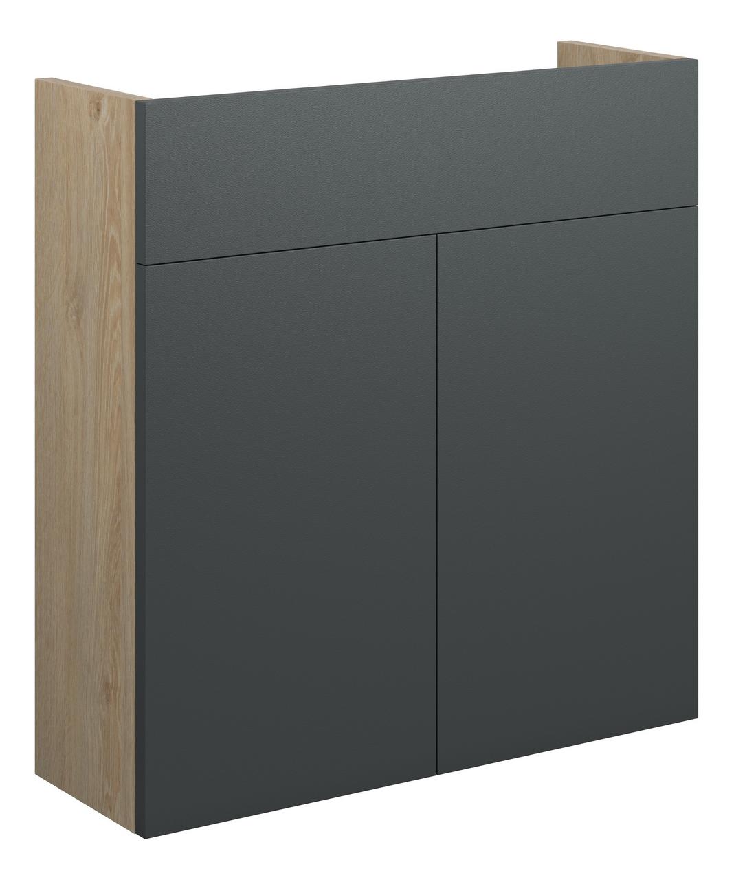 Auvellis Linaro 600mm Slim Basin Unit – Matt Graphite Grey | Cabinet Colour: Oak