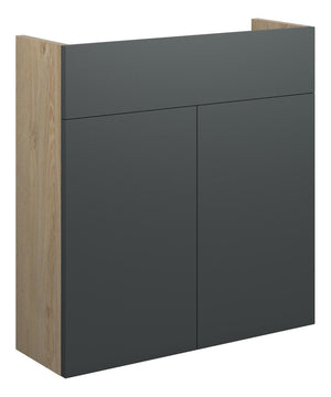 Auvellis Linaro 600mm Slim Basin Unit – Matt Graphite Grey | Cabinet Colour: Oak