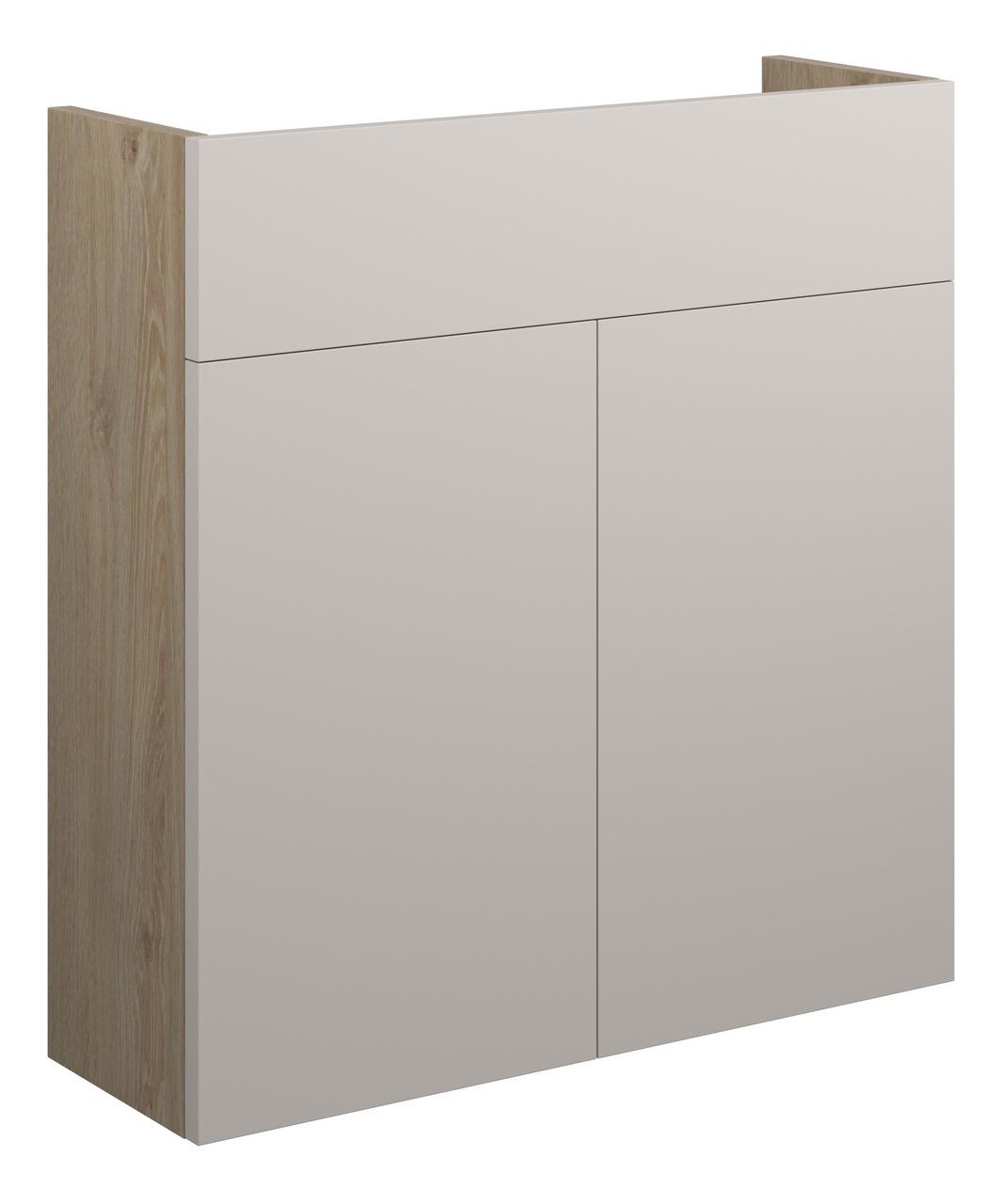 Auvellis Linaro 600mm Slim Basin Unit – Matt Dove Grey | Cabinet Colour: Oak