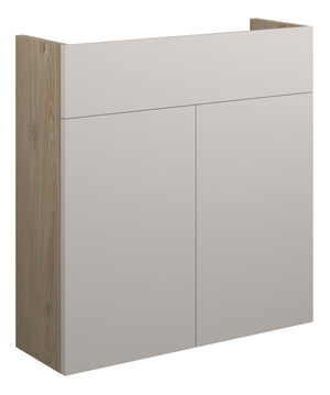 Auvellis Linaro 600mm Slim Basin Unit – Matt Dove Grey | Cabinet Colour: Oak