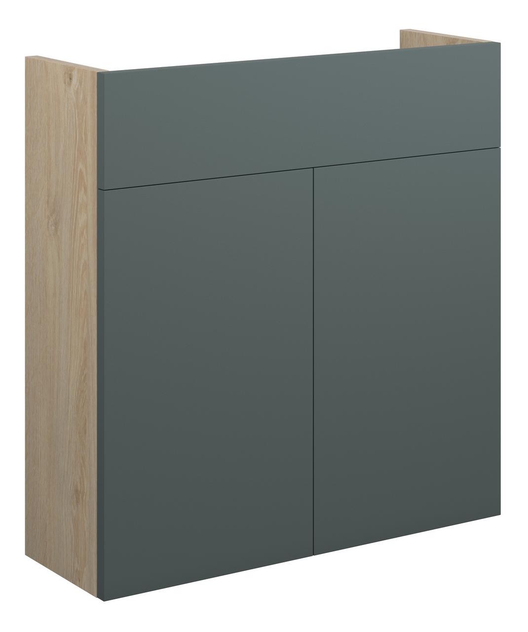 Auvellis Linaro 600mm Slim Basin Unit – Matt Green | Cabinet Colour: Oak