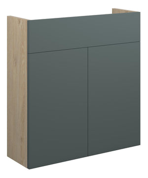 Auvellis Linaro 600mm Slim Basin Unit – Matt Green | Cabinet Colour: Oak