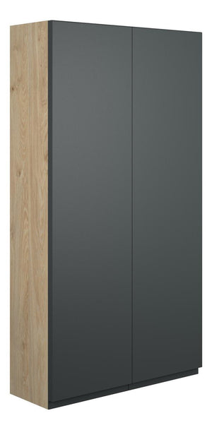 Auvellis Cara 600mm Slim 2 Door Storage Unit – Matt Graphite Grey | Cabinet Colour: Oak