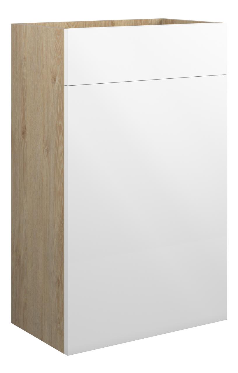 Auvellis Linaro 500mm Standard WC Unit – White Gloss | Cabinet Colour: Oak