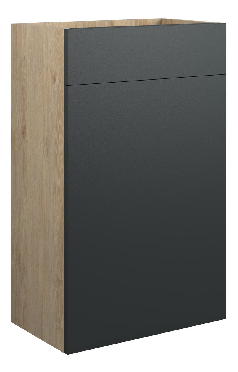Auvellis Linaro 500mm Standard WC Unit – Matt Graphite Grey | Cabinet Colour: Oak