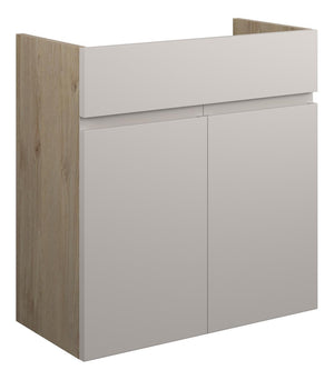 Auvellis Cara 600mm Standard Basin Unit – Matt Dove Grey | Cabinet Colour: Oak