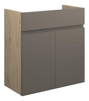 Auvellis Cara 600mm Standard Basin Unit – Matt Stone | Cabinet Colour: Oak