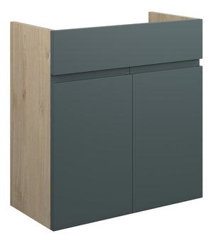 Auvellis Cara 600mm Standard Basin Unit – Matt Green Camo | Cabinet Colour: Oak