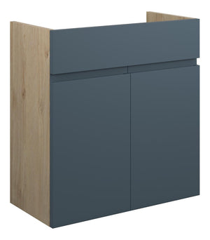 Auvellis Cara 600mm Standard Basin Unit – Matt Arley Blue | Cabinet Colour: Oak