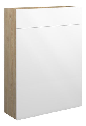 Auvellis Cara 600mm Slim WC Unit – White Gloss | Cabinet Colour: Oak