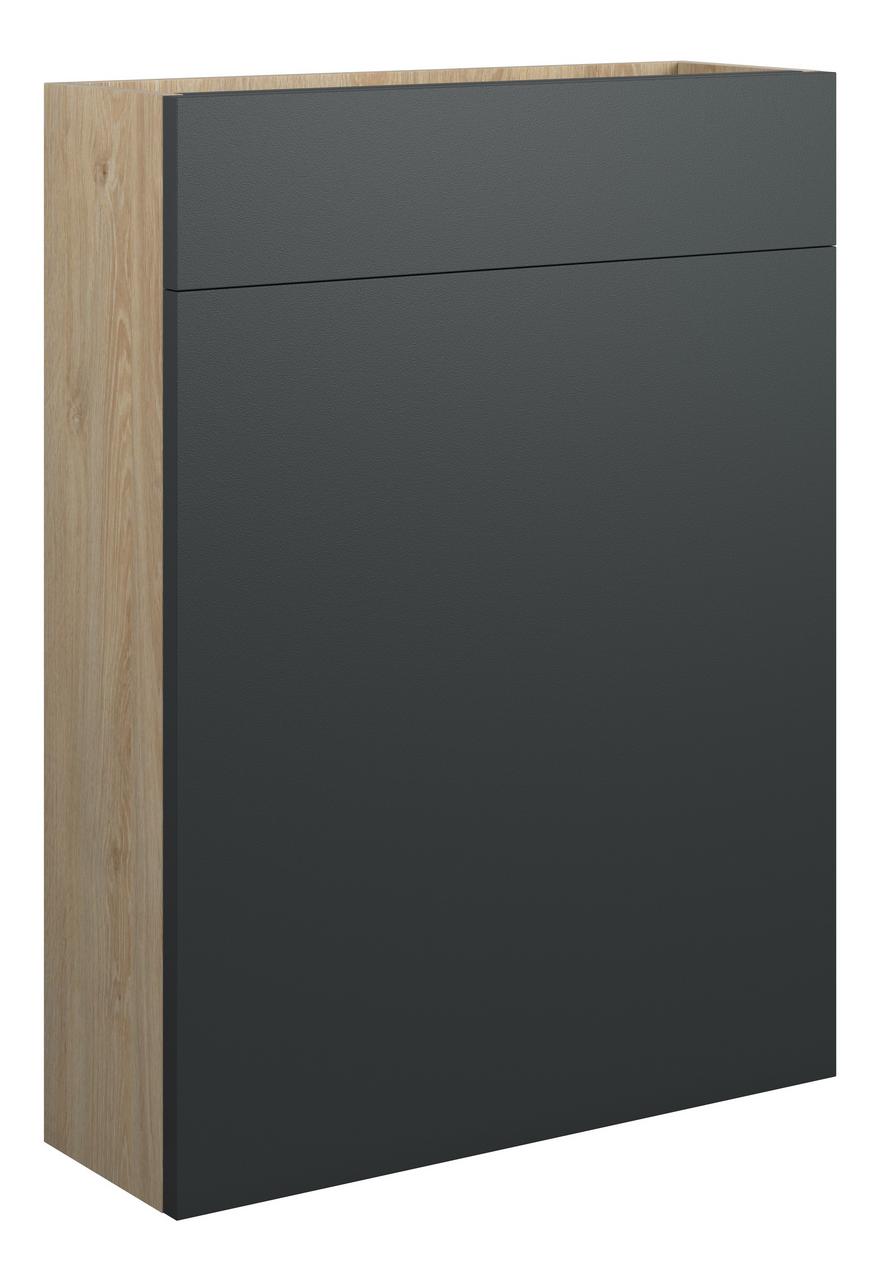 Auvellis Cara 600mm Slim WC Unit – Matt Graphite Grey | Cabinet Colour: Oak