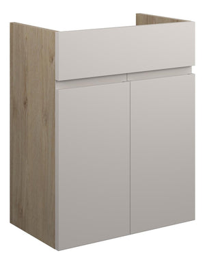 Auvellis Cara 500mm Standard Basin Unit – Matt Dove Grey | Cabinet Colour: Oak