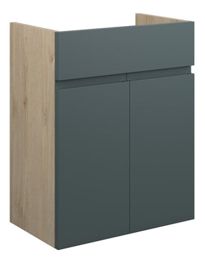 Auvellis Cara 500mm Standard Basin Unit – Matt Green Camo | Cabinet Colour: Oak