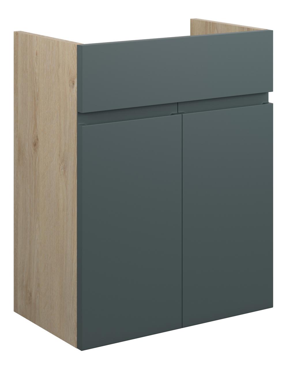 Auvellis Cara 500mm Standard Basin Unit – Matt Green Camo | Cabinet Colour: Oak