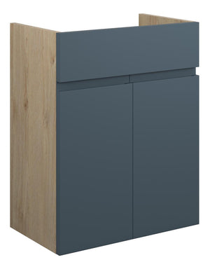 Auvellis Cara 500mm Standard Basin Unit – Matt Arley Blue | Cabinet Colour: Oak